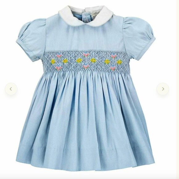 Carriage Boutique Other - Carriage Botique Picque Classic Blue Baby Girl Yoke Dress - 12 Months